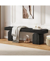 Tribesigns 59" Modern Entryway Bench, Black Wooden Shoe Bench with Arched Base, Sturdy End of Bed Bench for Entryway, Living Room and Bedroom