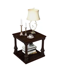 Streamdale Furniture 24.8" Farmhouse Wood 2-Tier End Table with Storage Shelf, Espresso