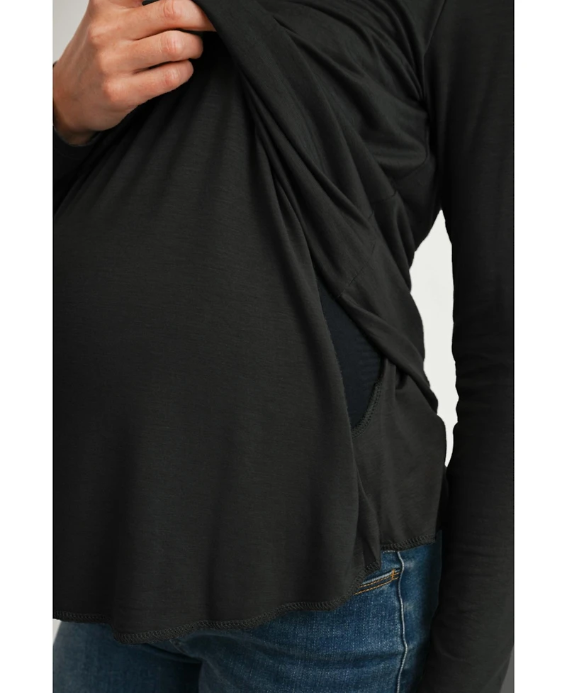 Hello Miz Maternity Long Sleeve V Neck Nursing Top