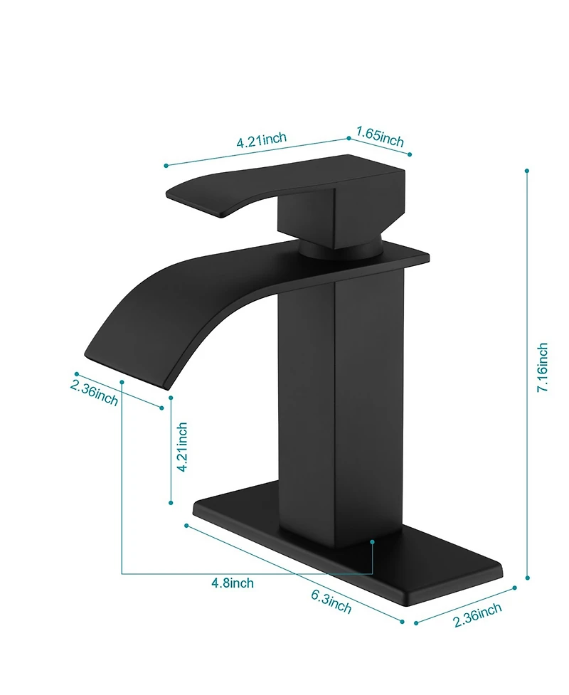 Thirtypeachy Single Handle Waterfall Bathroom Sink Faucet, Stainless Steel, Hole Modern Vanity Tap