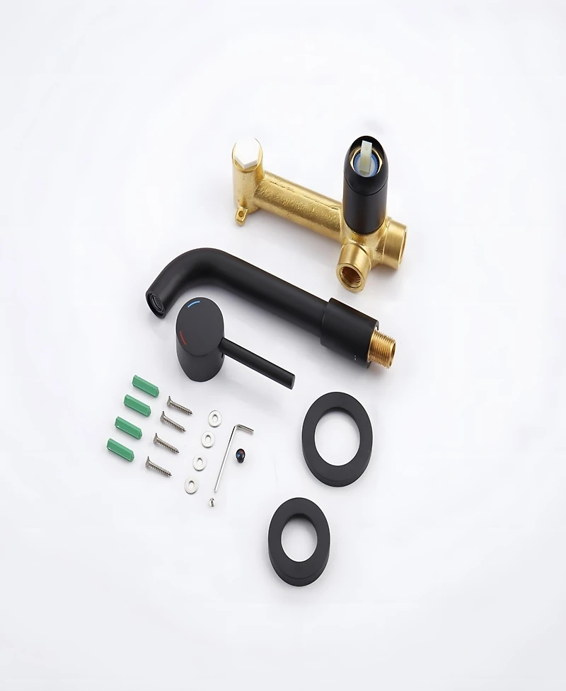 Thirtypeachy Wall Mount Bathroom Sink Faucet, Single Handle with 360degree(s) Swivel Spout and Ceramic Cartridge