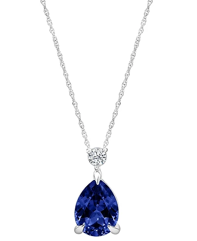 Macy's Lab-Grown White Sapphire (1 ct. t.w.) Pendant Necklace Sterling Silver (Also Available Blue Sapphire)