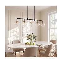 Tribesigns 5-Light Linear Kitchen Island Pendant Light with Adjustable Downrods