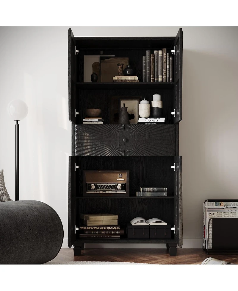 Streamdale Furniture Streamdale 64.5" 4-Door Buffet Cabinet with Drawer and 3D Wood Doors