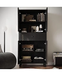 Streamdale Furniture Streamdale 64.5" 4-Door Buffet Cabinet with Drawer and 3D Wood Doors