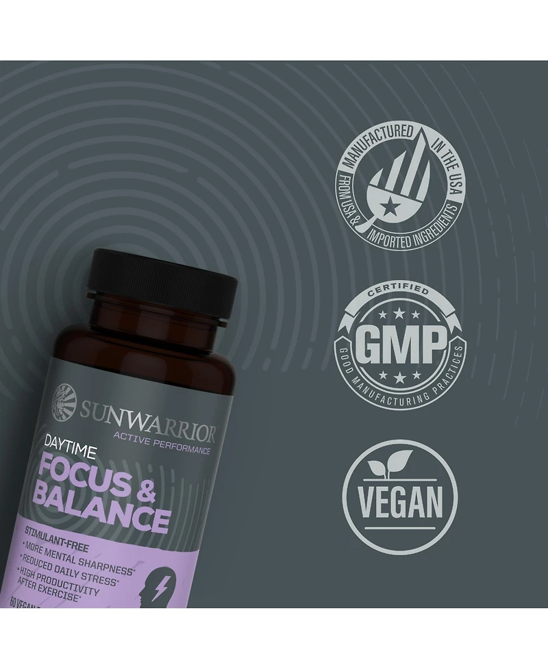 Sunwarrior Active Focus and Balance Capsules, 60 Capsules