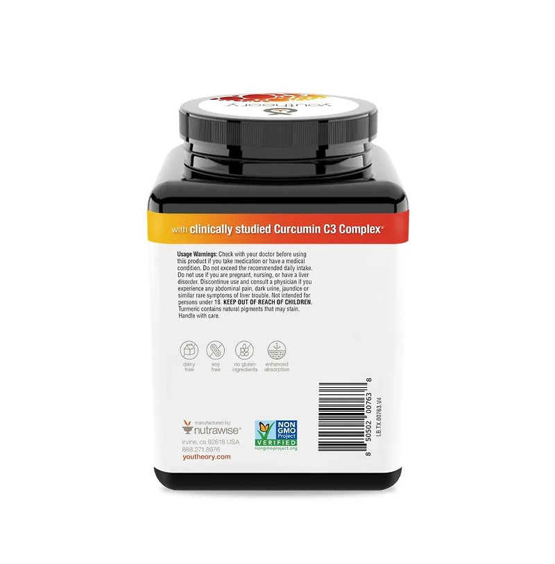 Youtheory Turmeric Extra Strength, 150 Vegetarian Capsules 75 Day Supply, Supplement for Muscle and Brain Health