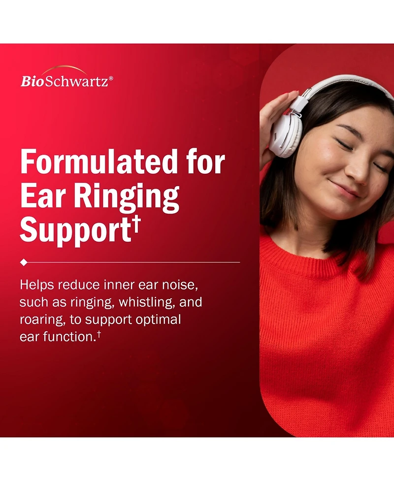 BioSchwartz Ear Support Formula with Vitamins C, D, B1 and Lemon Bioflavonoid Complex, 90 Capsules