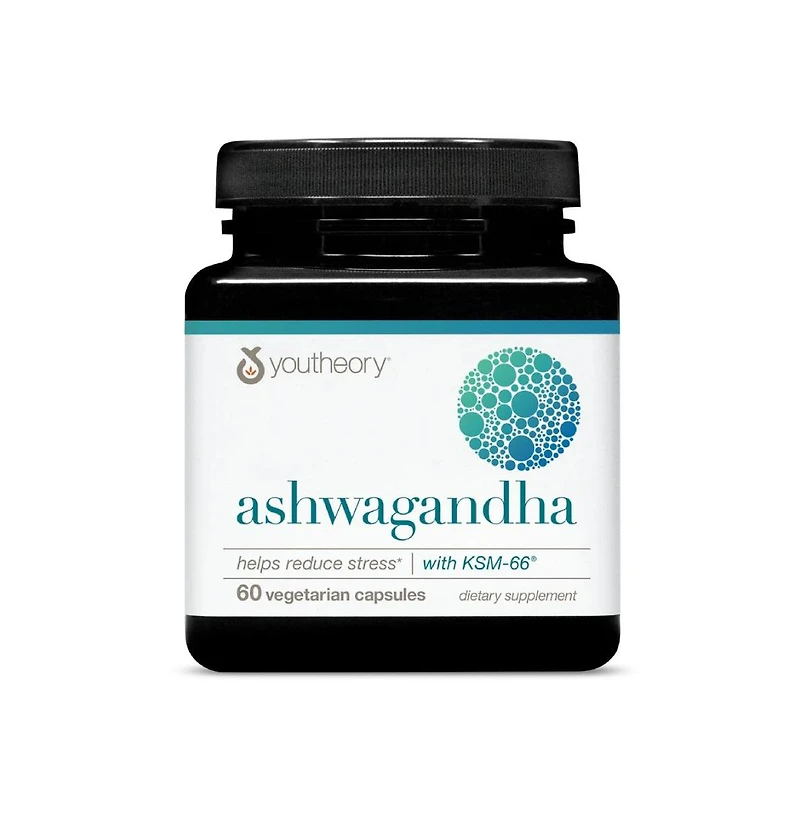 Youtheory Ashwagandha 1000 Milligram Stress Support Supplement Cortisol Support Supplement Gluten, Dairy and Soy Free 60 Vegetarian Capsules
