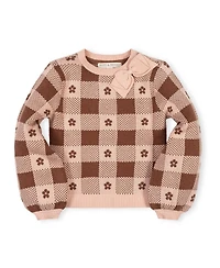 Hope & Henry Little and Big Girls' (Xxs-l) Organic Bow Detail Intarsia Sweater