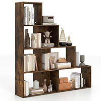 Sugift 4-Tier Stepped Bookshelf Freestanding Ladder Storage Shelf with 6 Open Cubes