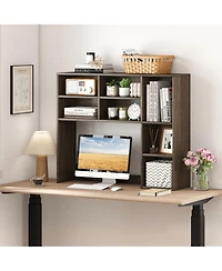 Sugift Desktop Bookshelf with 7 Open Cubbies and 3 Adjustable Shelves Vertical Desk Hutch Organizer