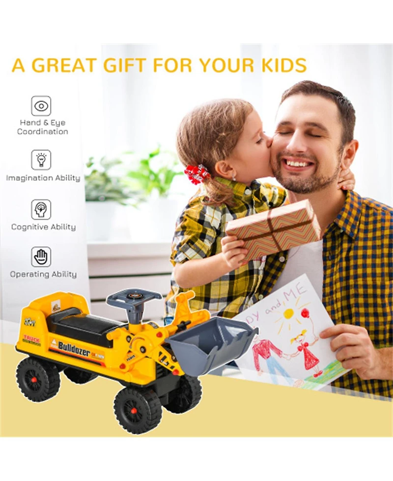 Yobtop Kids Bulldozer Ride-On Toy