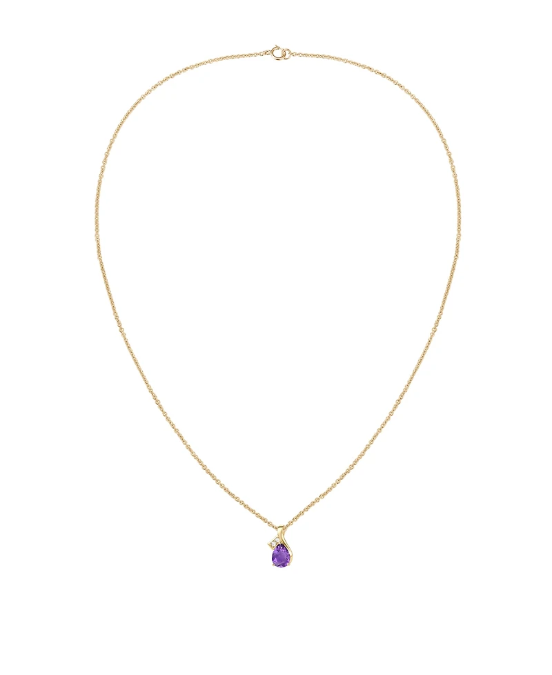 Amethyst (1 ct. t.w.) & Diamond Accent (0.04 ct. t.w.) Pendant Necklace in 14k Yellow Gold, Macy's Exclusive