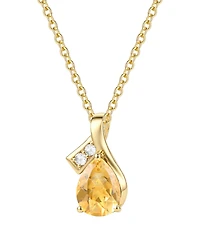 Macy's Citrine (1 ct. t.w.) & Diamond Accent (0.04 ct. t.w.) Pendant Necklace in 14k Yellow Gold