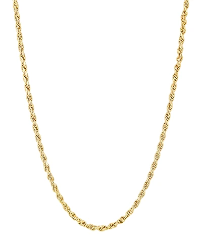 Italian Silver Solid Rope Chain Necklace in 18k Gold-Plated Sterling Silver