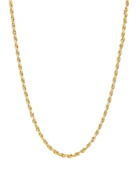 Italian Silver Solid Rope Chain Necklace in 18k Gold-Plated Sterling Silver