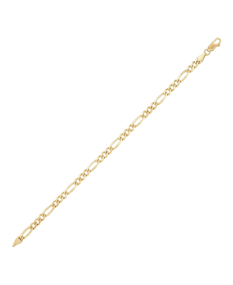 Italian Silver Solid Figaro Chain Bracelet in 18k Gold-Plated Sterling Silver