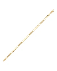 Italian Silver Solid Figaro Chain Bracelet in 18k Gold-Plated Sterling Silver