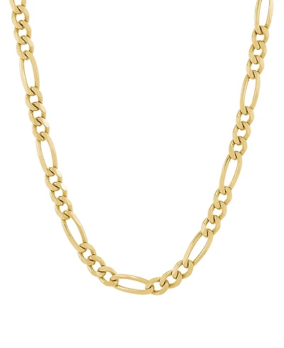 Italian Silver Solid Figaro Chain Necklace in 18k Gold-Plated Sterling Silver