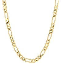 Italian Silver Solid Figaro Chain Necklace in 18k Gold-Plated Sterling Silver