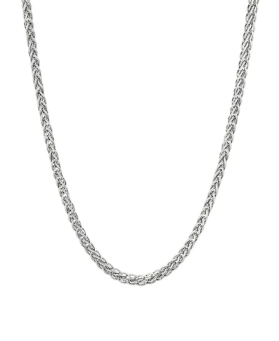 Italian Silver Solid Wheat Chain Necklace in Sterling Silver