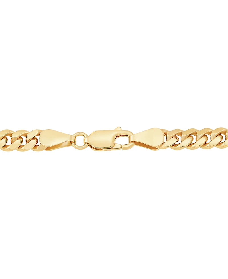 Italian Silver Solid Cuban Chain Necklace in 18k Gold-Plated Sterling Silver
