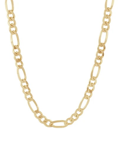 Italian Silver Solid Figaro Chain Necklace in 18k Gold-Plated Sterling Silver