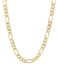 Italian Silver Solid Figaro Chain Necklace in 18k Gold-Plated Sterling Silver