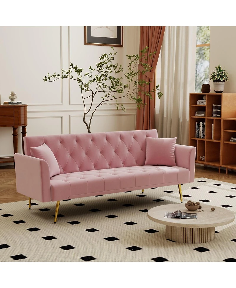 Streamdale Furniture 72" Convertible Foldable Sleeper Sofa Retro Tufted
