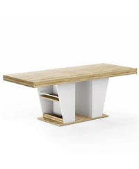 Streamdale Furniture Rustic Extendable Dining Table with Storage Shelves
