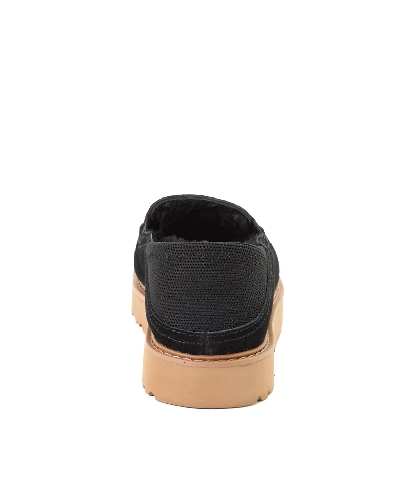 Dearfoams Women's Suede Water Resistant Sport Knit Loafer Slippers
