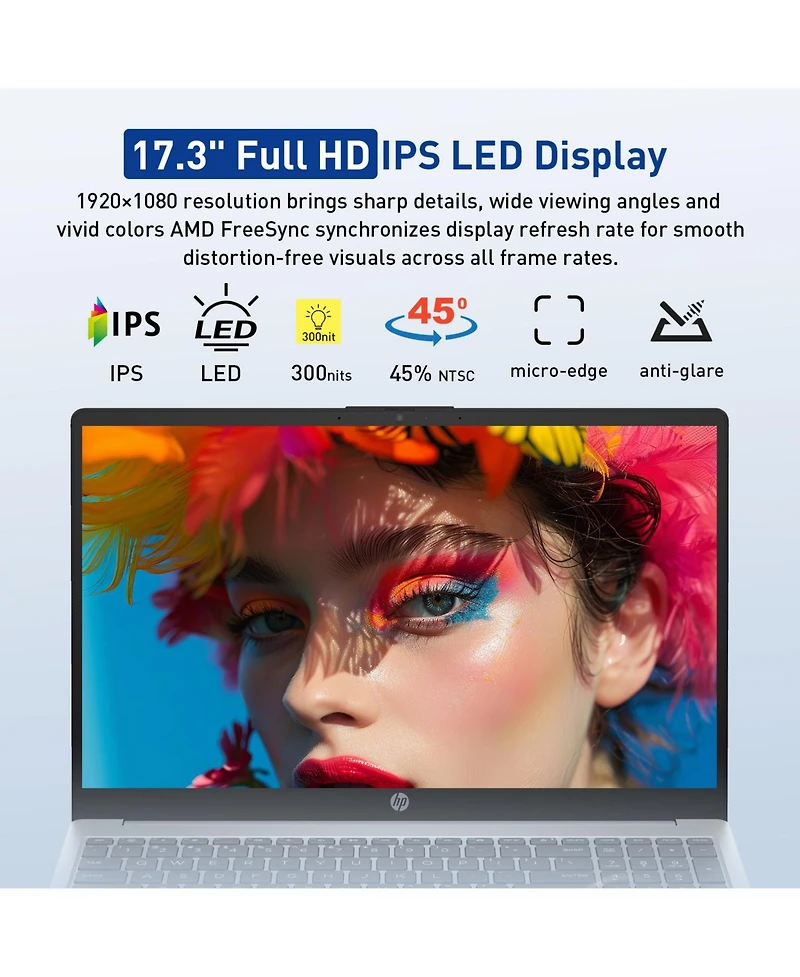 Hp Essential 17.3 inch Fhd Laptop, Amd Ryzen 5 7430U, Amd Radeon Graphics, 8GB Ram, 1TB Ssd, Wi-Fi 6, Win11 Home