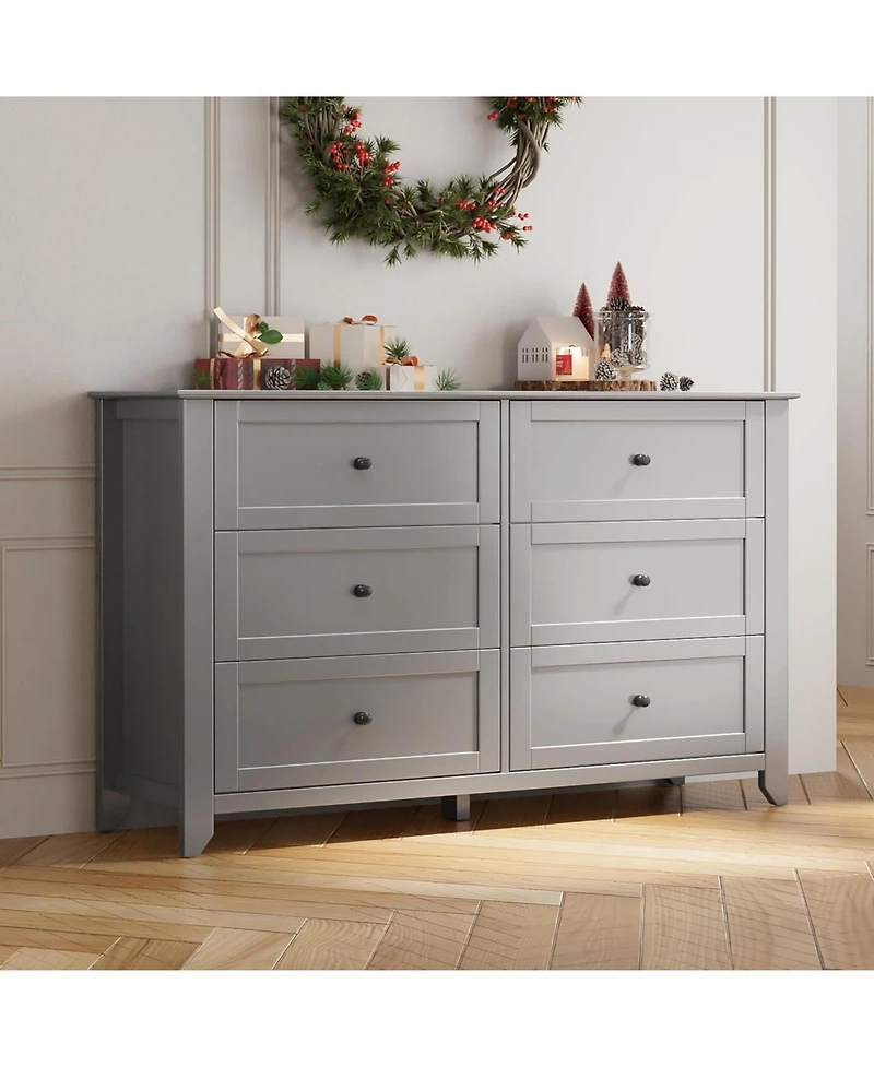 gaomon 6 Drawer Dresser for Bedroom, Modern Wood Storage Cabinet for Living Room or Entryway