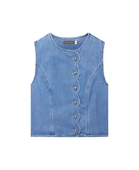 Mint Velvet Women's Sleeveless Scallop Detail Denim Waistcoat