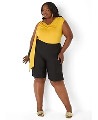 Ashley Stewart Plus Cowl-Neck Draped Ruched Sleeveless Tee