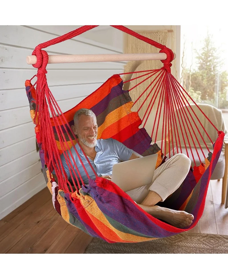Zeny Hammock Hanging Chair Canvas Porch Patio Swing Seat Portable Camping Rope Seat