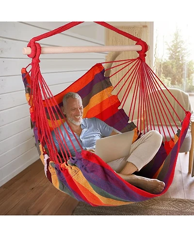 Zeny Hammock Hanging Chair Canvas Porch Patio Swing Seat Portable Camping Rope Seat