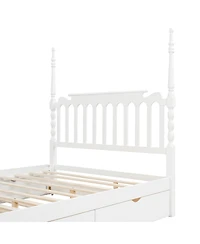 Streamdale Furniture Queen Size Platform Bed with Twin Xl Trundle and 2 Drawers