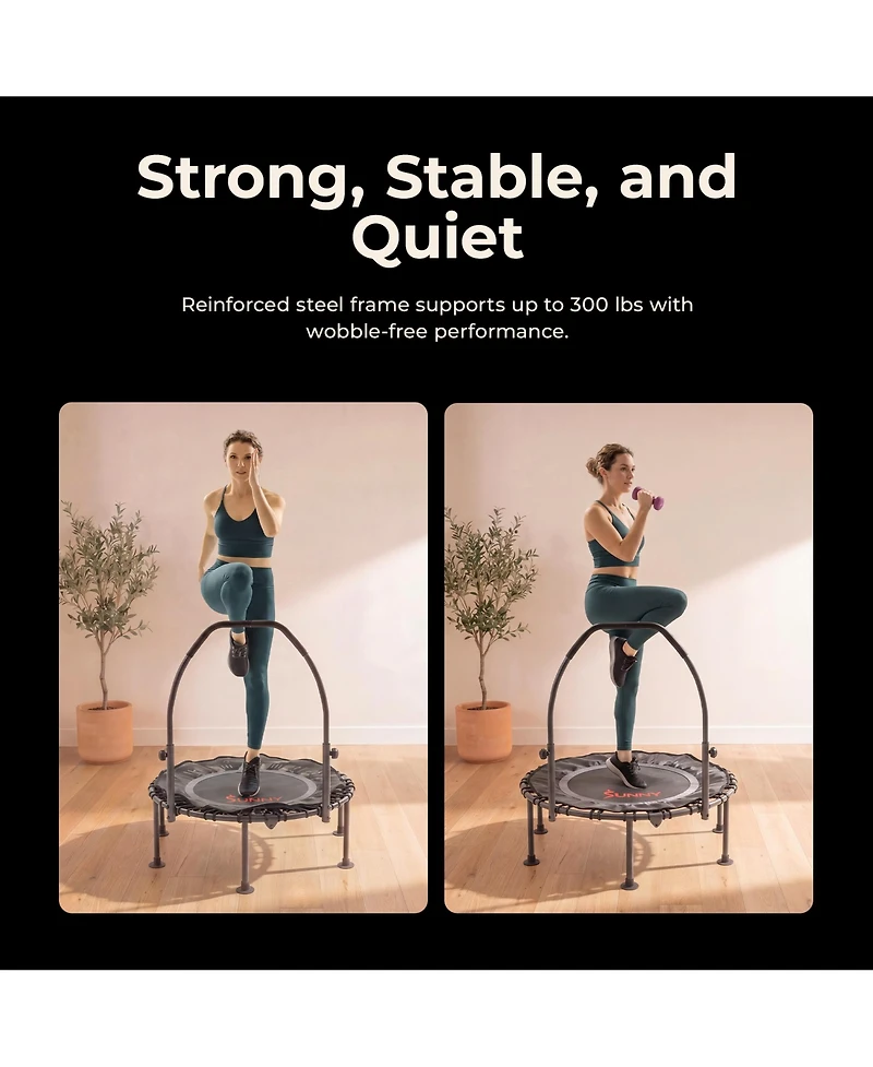 Sunny Health and Fitness Active Fitness Trampoline with Adjustable Handlebar