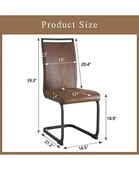 Flynama Set of 2 Vintage Tech Fabric Dining Chairs, 39.3" High Back Metal Frame Accent Chairs