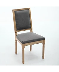 Flynama Set of 2 French Louis Square Back Carved Solid Wood Dining Chairs, Antique Painted Frame 300 Lbs Load