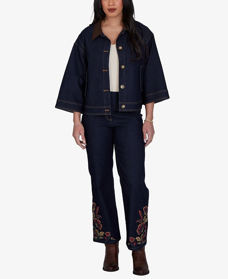 Ruby Rd. Petite Stretch Denim 3/4-Sleeve Jacket