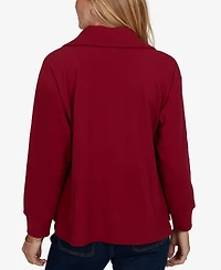 Ruby Rd. Petite Knt Premium Rib Collared Long-Sleeve Top