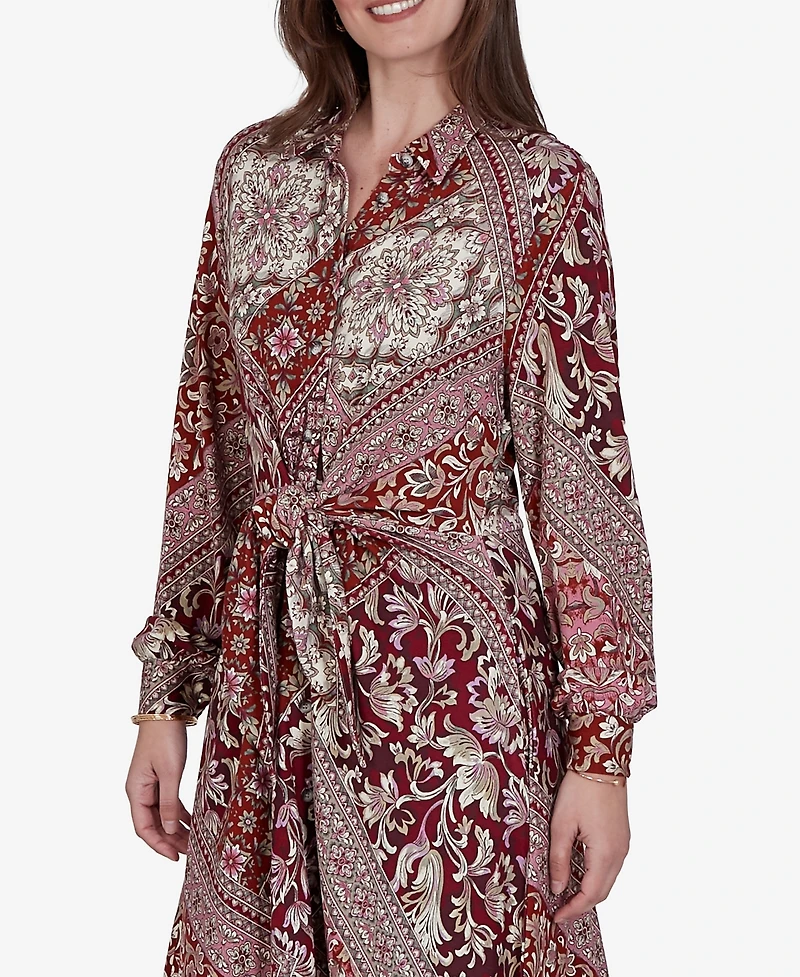 Ruby Rd. Petite Victorian Long-Sleeve Floral Midi Dress
