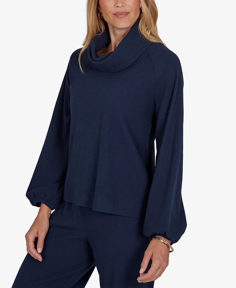 Ruby Rd. Petite Cowl Neck Ribbed Top