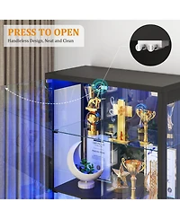 Vlsrka 67" Tall Display Cabinet with Glass Doors and 2 Drawers