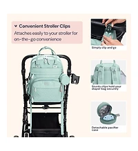 BabbleRoo Diaper Bag Backpack Stylish 26L Hands Free Baby Bag with Changing Pad, Stroller Straps & Water-Resistant, Sage Green, Large
