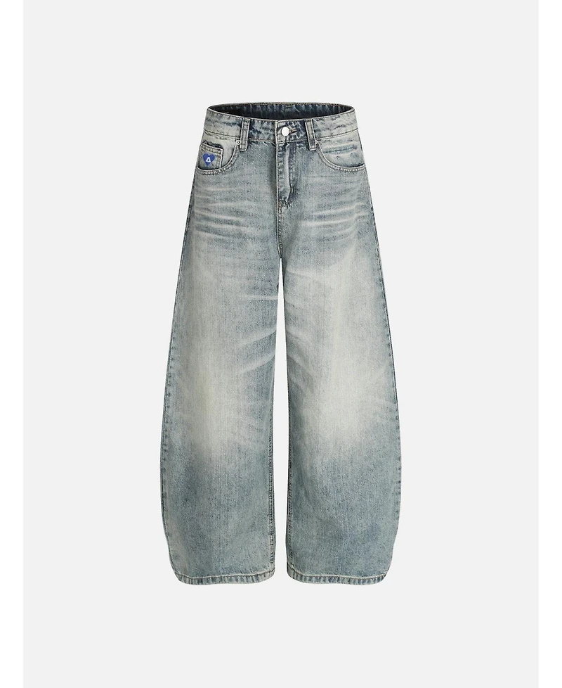 Aelfric Eden Women's Baggy Barrel High-Rise Wide-Leg Washed Jeans