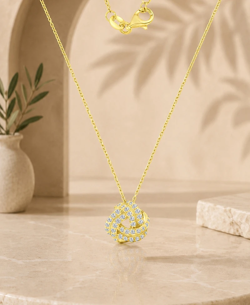 Macy's 14k Gold Over Sterling Silver Cubic Zirconia Pave Knot Necklace